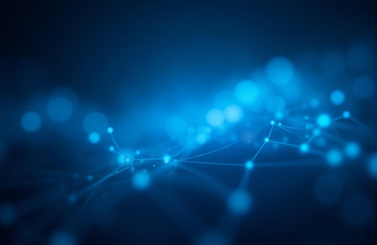 Abstract digital network visualization with an icy blue aesthetic